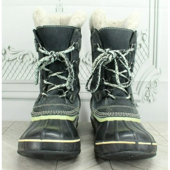 LL Bean Black Suede Removable Lining Insulated Duck Boots Size 6 M - Picture 4 of 9